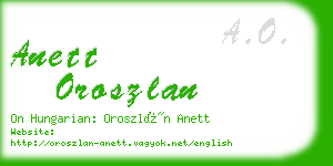 anett oroszlan business card